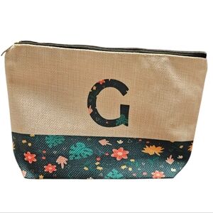 Floral Canvas Zip Pouch with “G” Monogram